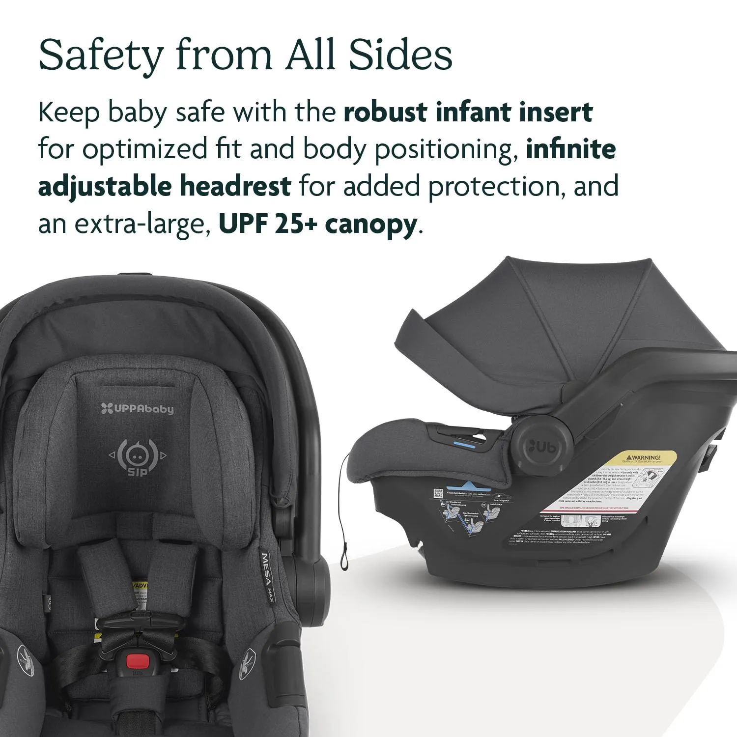 UPPAbaby Mesa Max Infant Car Seat/Base with Load Leg and Robust Infant Insert Included/Innovative Safety Features   Simple Installation/Direct Stroller Attachment/Greyson (Charcoal Mélange)