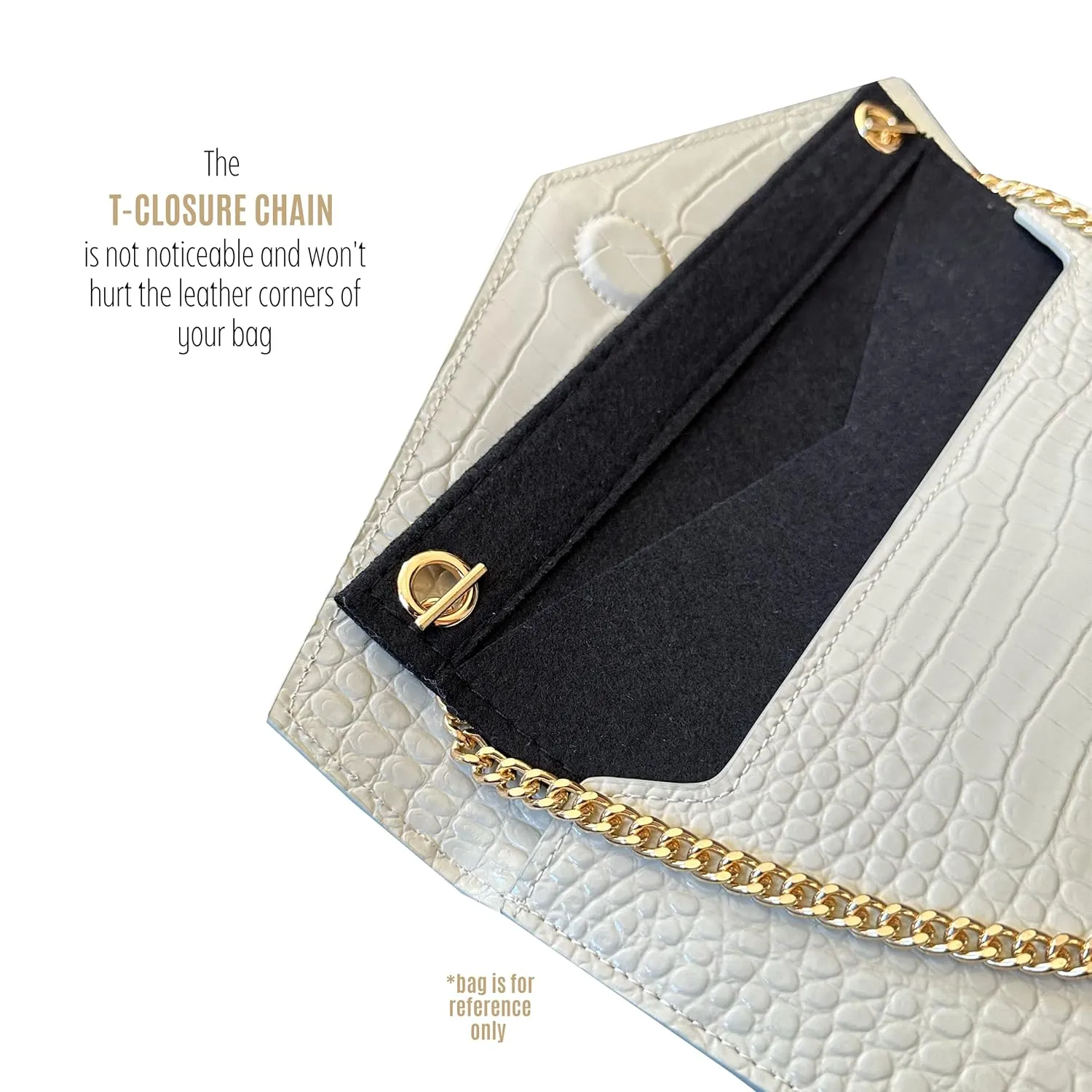Uptown Clutch Conversion Kit with Gold Chain Wristlet Insert Wallet on Chain WOC Uptown Pouch Insert (Sienna)
