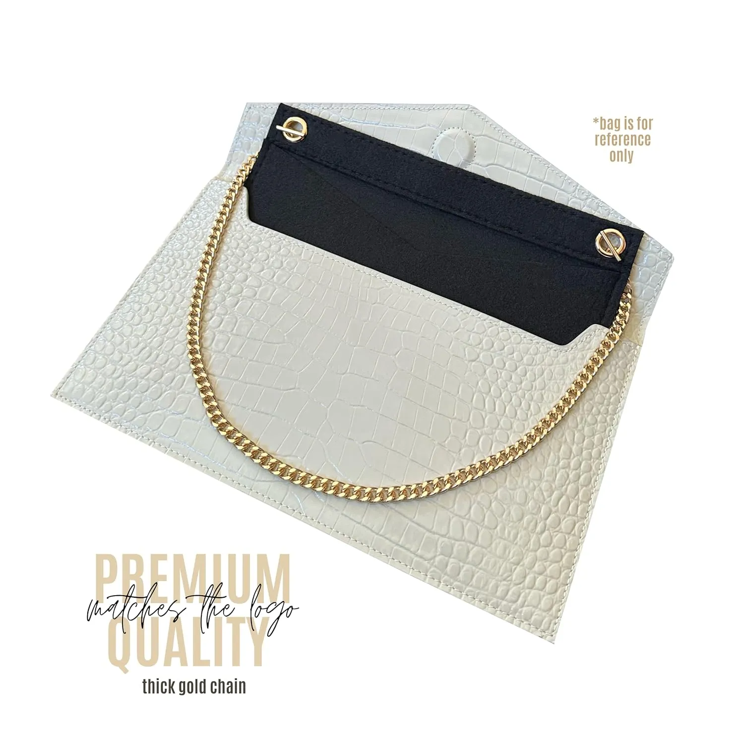 Uptown Clutch Conversion Kit with Gold Chain Wristlet Insert Wallet on Chain WOC Uptown Pouch Insert (Sienna)