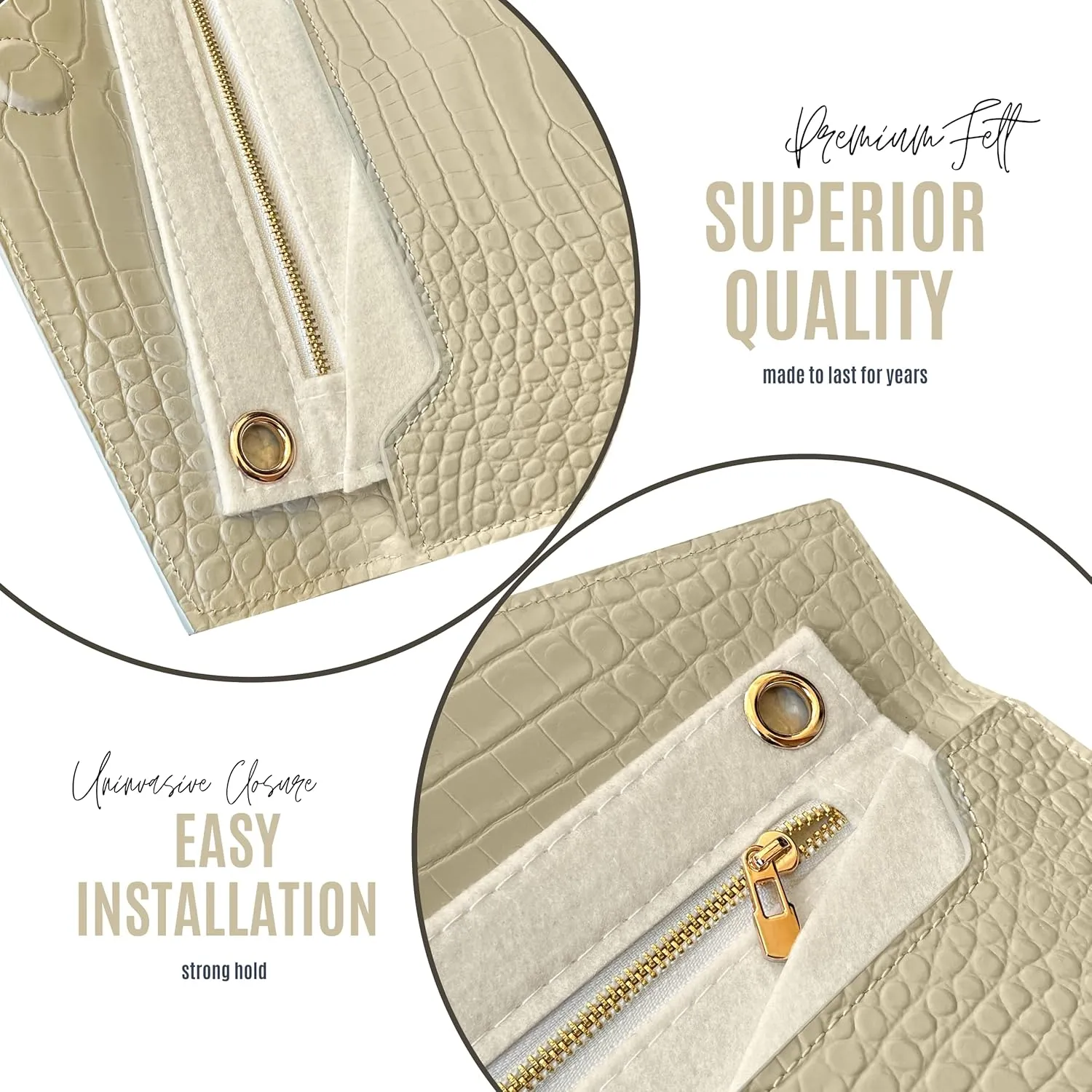 Uptown Clutch Conversion Kit with Gold Chain Wristlet Insert Wallet on Chain WOC Uptown Pouch Insert (White)