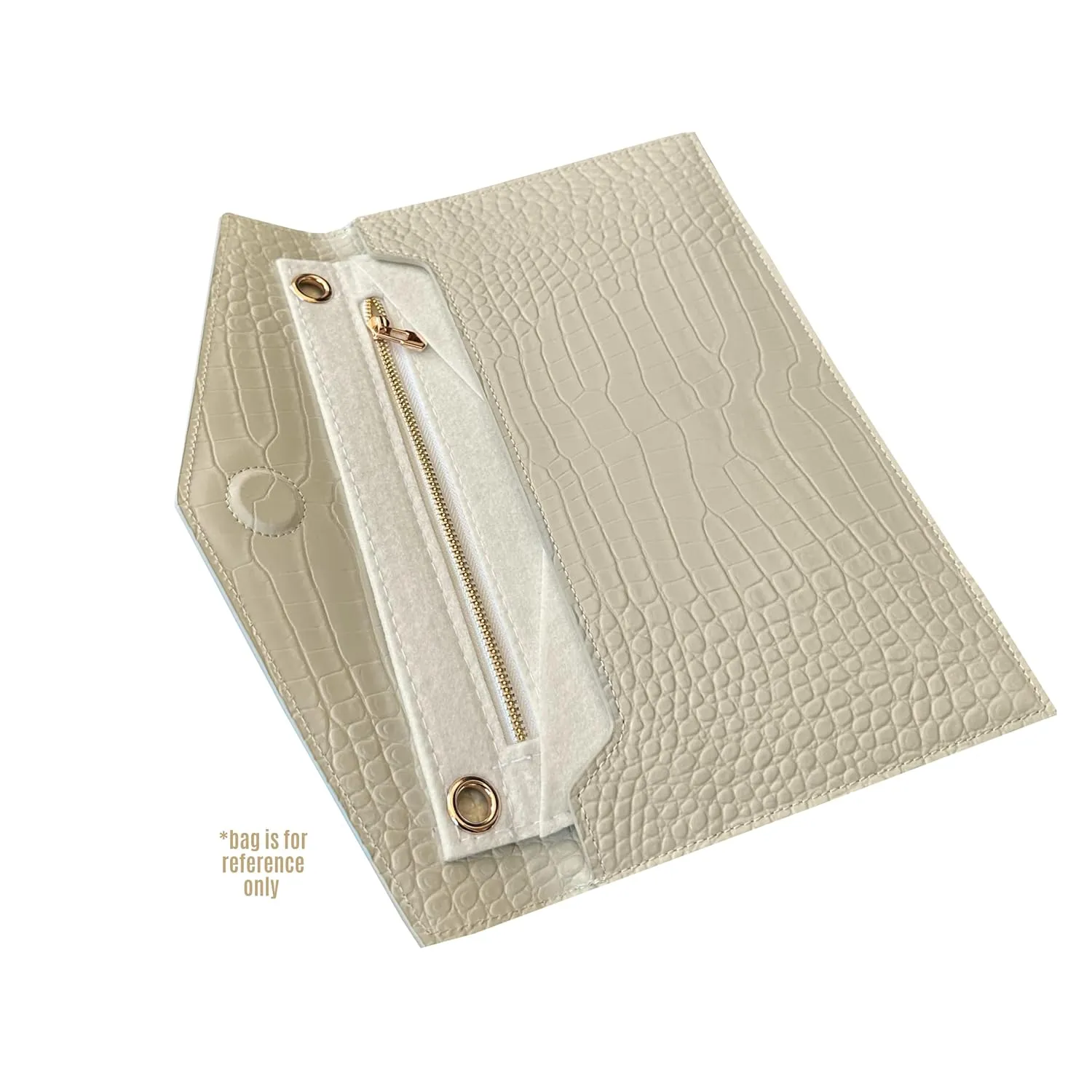 Uptown Clutch Conversion Kit with Gold Chain Wristlet Insert Wallet on Chain WOC Uptown Pouch Insert (White)