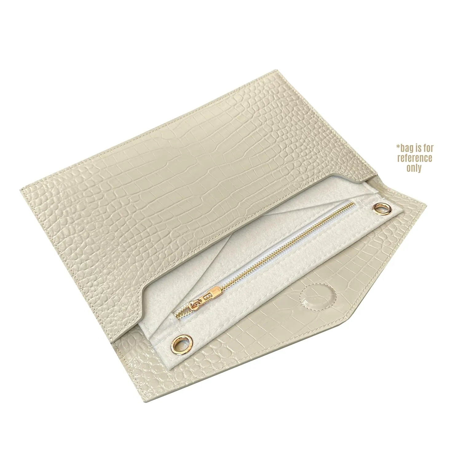 Uptown Clutch Conversion Kit with Gold Chain Wristlet Insert Wallet on Chain WOC Uptown Pouch Insert (White)