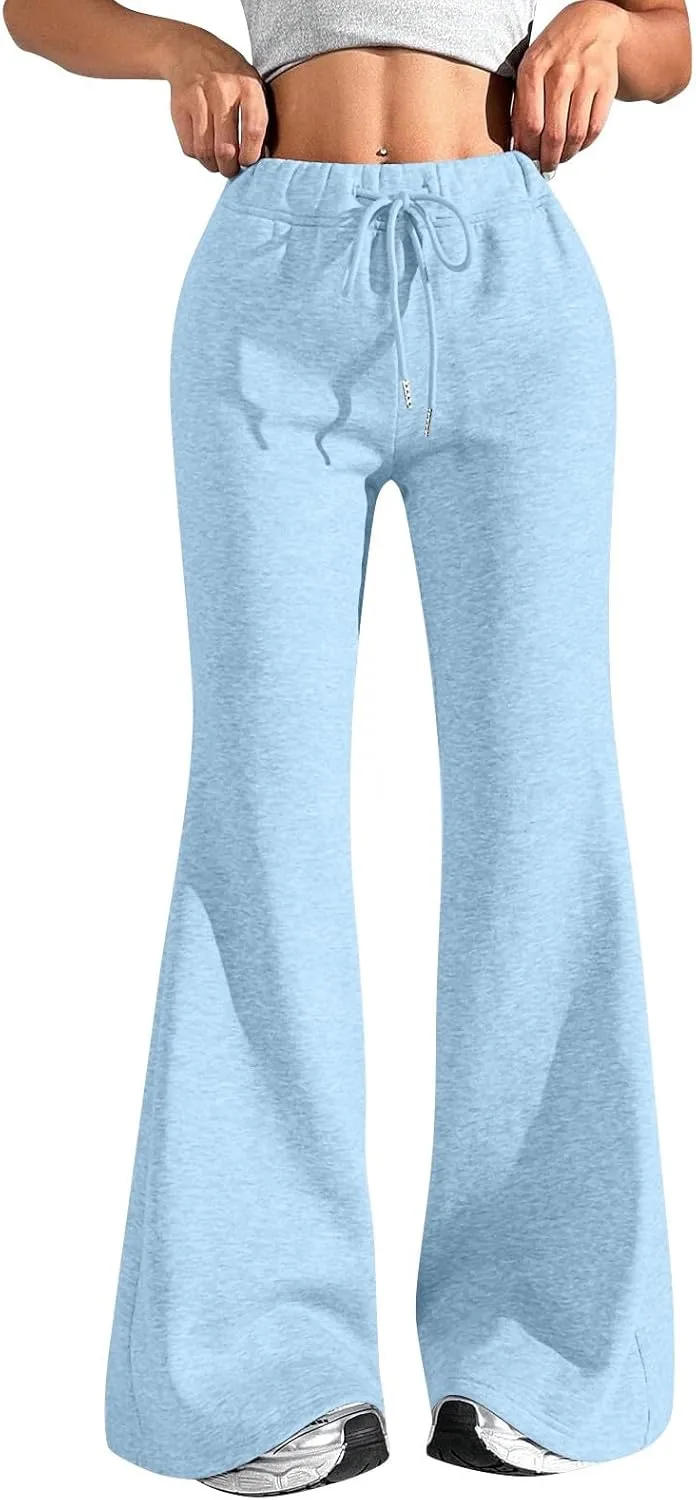 UQRZAU Ladies Fashion Loose Draw String Waist Solid Color Cargo Pants Leisure Flares