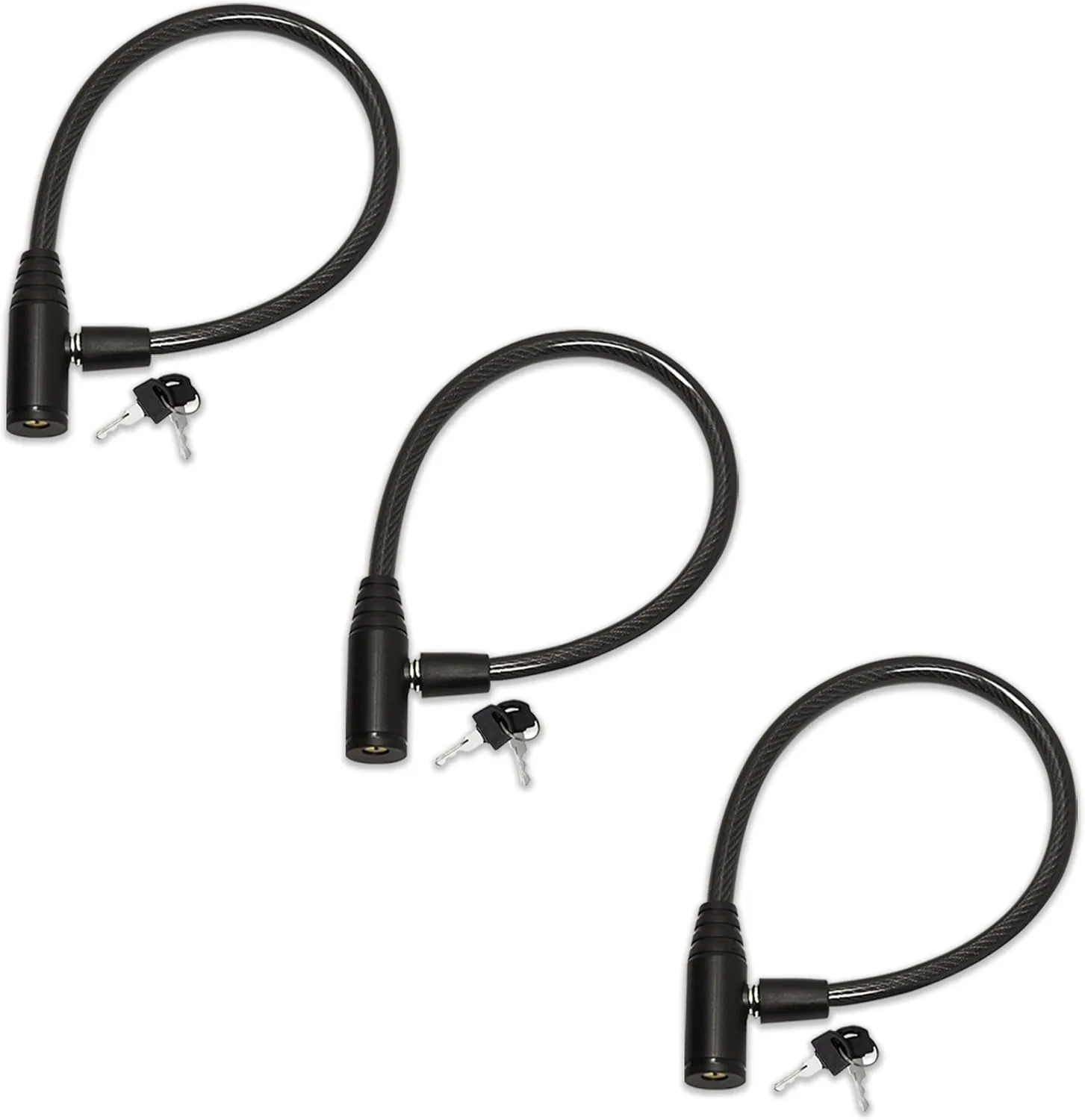 Urban August Child-Proof Refrigerator Lock for Kids & Adults - Lock for French Door Fridge and Cabinet (Regular, Black - 3 Pack Keyed Alike)