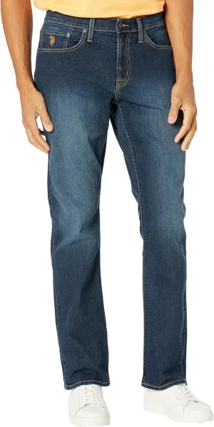 U.S. POLO ASSN. Slim Straight Stretch Five-Pocket Denim Jeans in Blue