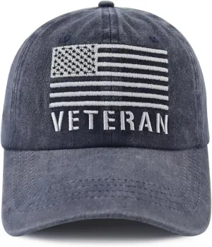 USA Flag Veteran Hat for Men Women, Funny Adjustable Embroidery American Army Military Baseball Cap