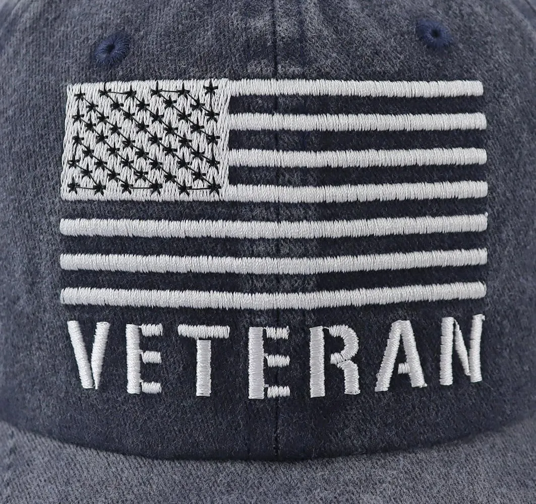 USA Flag Veteran Hat for Men Women, Funny Adjustable Embroidery American Army Military Baseball Cap