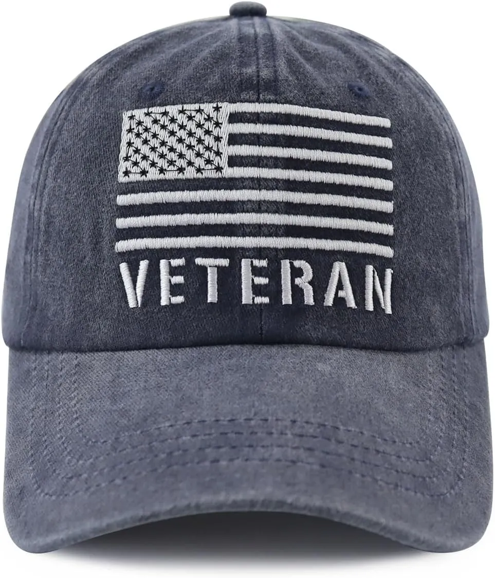 USA Flag Veteran Hat for Men Women, Funny Adjustable Embroidery American Army Military Baseball Cap