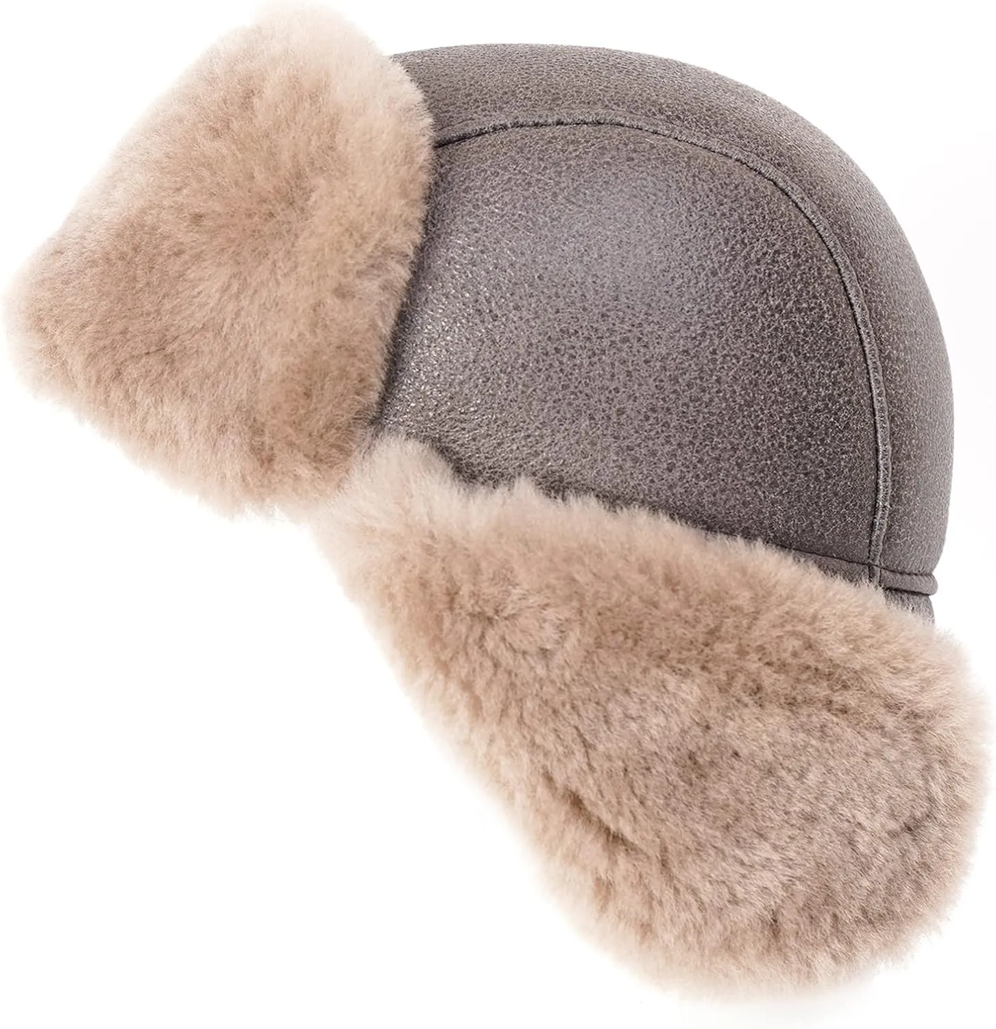 Ushanka Aviator Trapper Leather Hat Men Women, Sheepskin Fur Russian Soviet Earflaps Hat, Warm Outdoor Winter Hat 2024