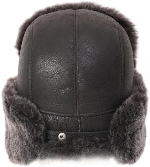 Ushanka Aviator Trapper Leather Hat Men Women, Sheepskin Fur Russian Soviet Earflaps Hat, Warm Outdoor Winter Hat 2024