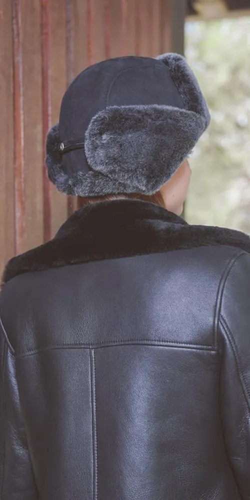 Ushanka Aviator Trapper Leather Hat Men Women, Sheepskin Fur Russian Soviet Earflaps Hat, Warm Outdoor Winter Hat 2024