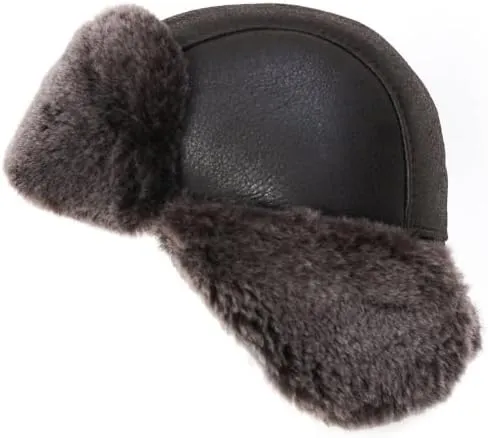 Ushanka Aviator Trapper Leather Hat Men Women, Sheepskin Fur Russian Soviet Earflaps Hat, Warm Outdoor Winter Hat 2024