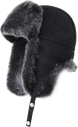 Ushanka Aviator Trapper Leather Hat Men Women, Sheepskin Fur Russian Soviet Earflaps Hat, Warm Outdoor Winter Hat 2024