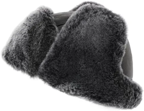 Ushanka Aviator Trapper Leather Hat Men Women, Sheepskin Fur Russian Soviet Earflaps Hat, Warm Outdoor Winter Hat 2024