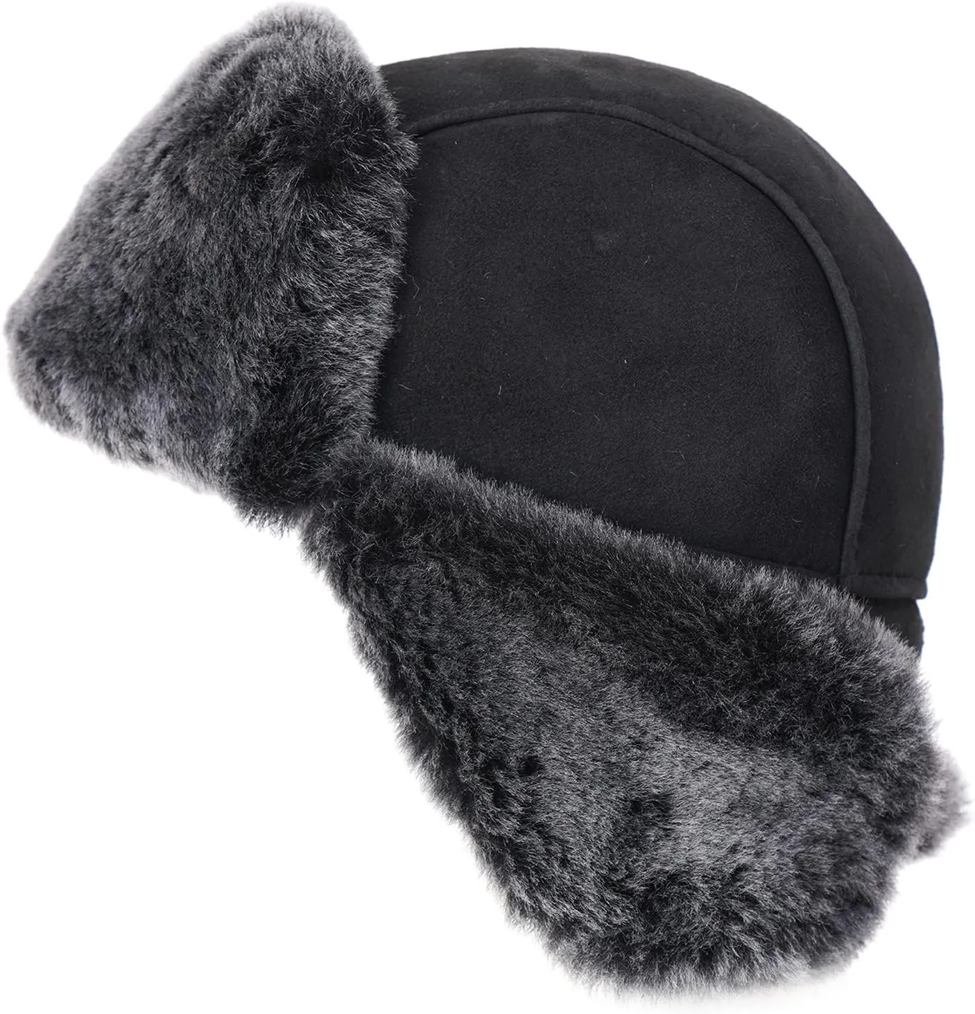 Ushanka Aviator Trapper Leather Hat Men Women, Sheepskin Fur Russian Soviet Earflaps Hat, Warm Outdoor Winter Hat 2024