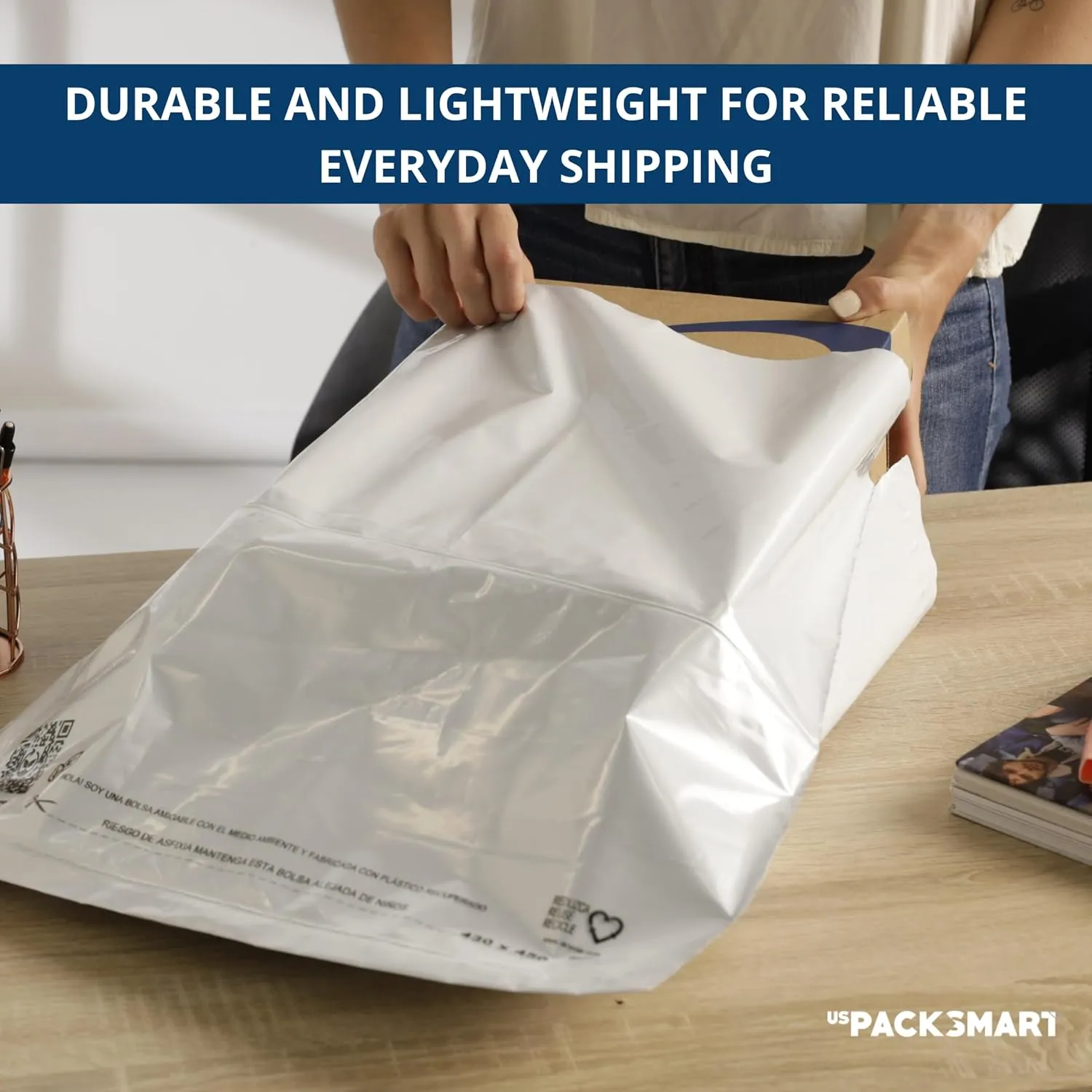 USPACKSMART White Plastic Poly Mailers 9"x12" | Shipping Bags for Clothing, Books, and Accessories | Durable Shipping Envelopes | Waterproof and Tear-Proof with Strong Self-sealing Adhesive | 100-Pack