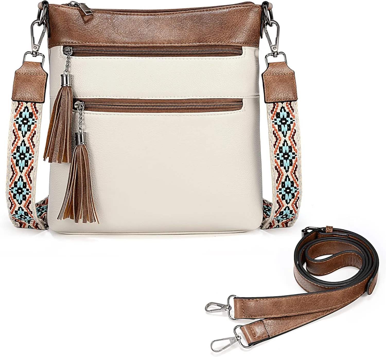 UTO Crossbody Bags for Women Trendy Leather Designer Cell Phone Multi Pocket Cross Body Purses Shoulder Handbag Ladies