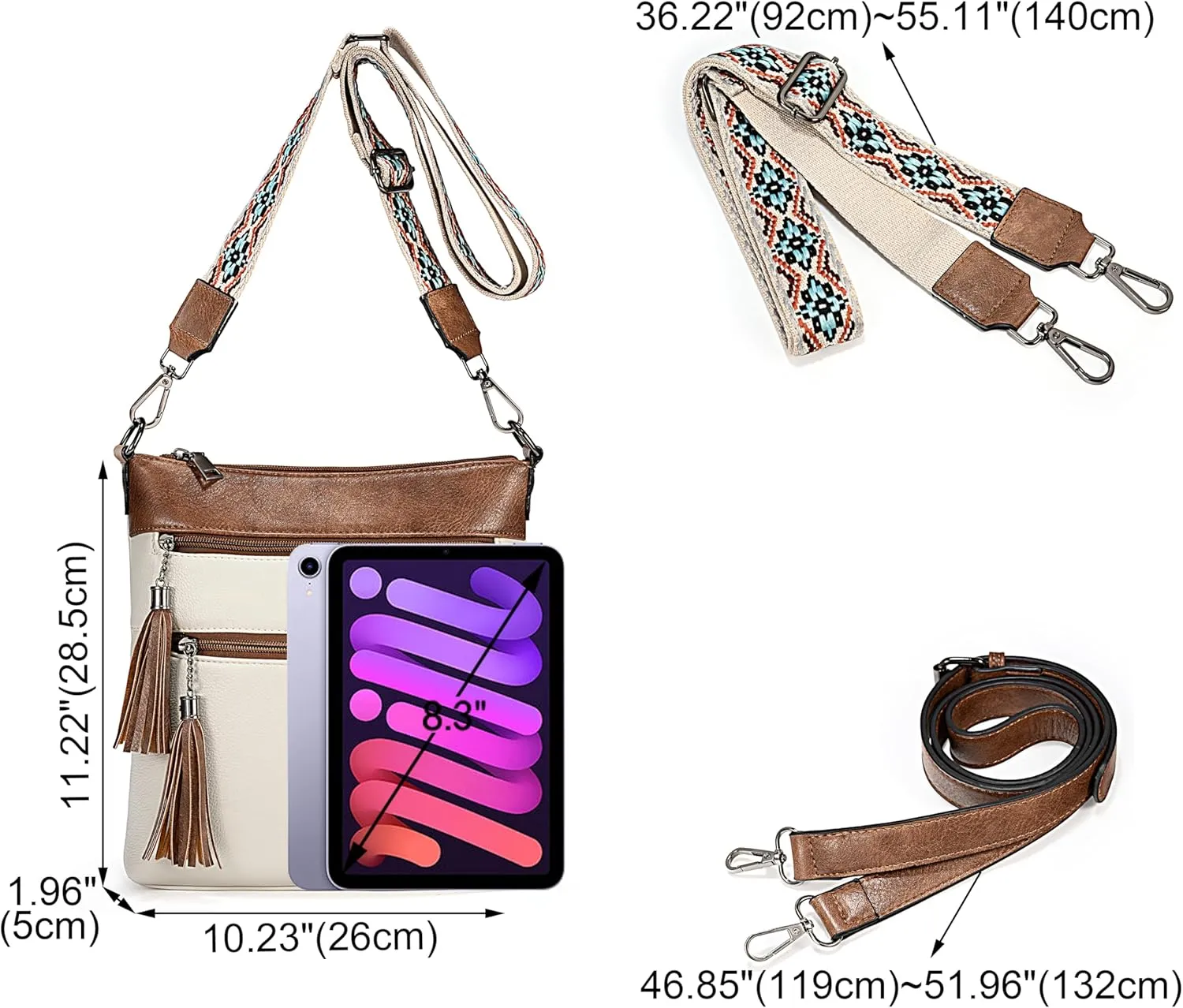 UTO Crossbody Bags for Women Trendy Leather Designer Cell Phone Multi Pocket Cross Body Purses Shoulder Handbag Ladies