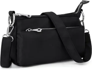 UTO Small Crossbody Bags for Women 3 Zippers Shoulder Purse with Detachable Handle and Adjustable Strap