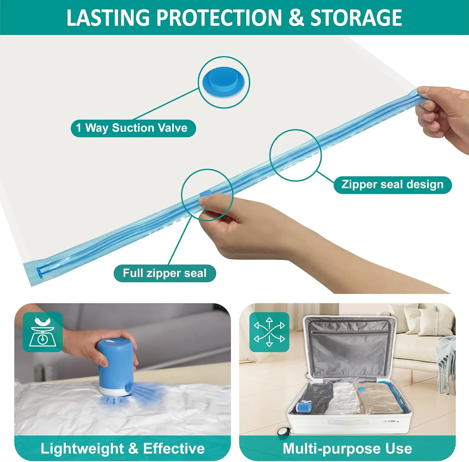 Vacuum Storage Bags with Electric Pump, 30 Pack (3 Jumbo/3 Large/12 Medium/12 Small) Vacuum Seal Space Saver Bags for Clothing, Pillows, Blanket, Bedding, Comforters