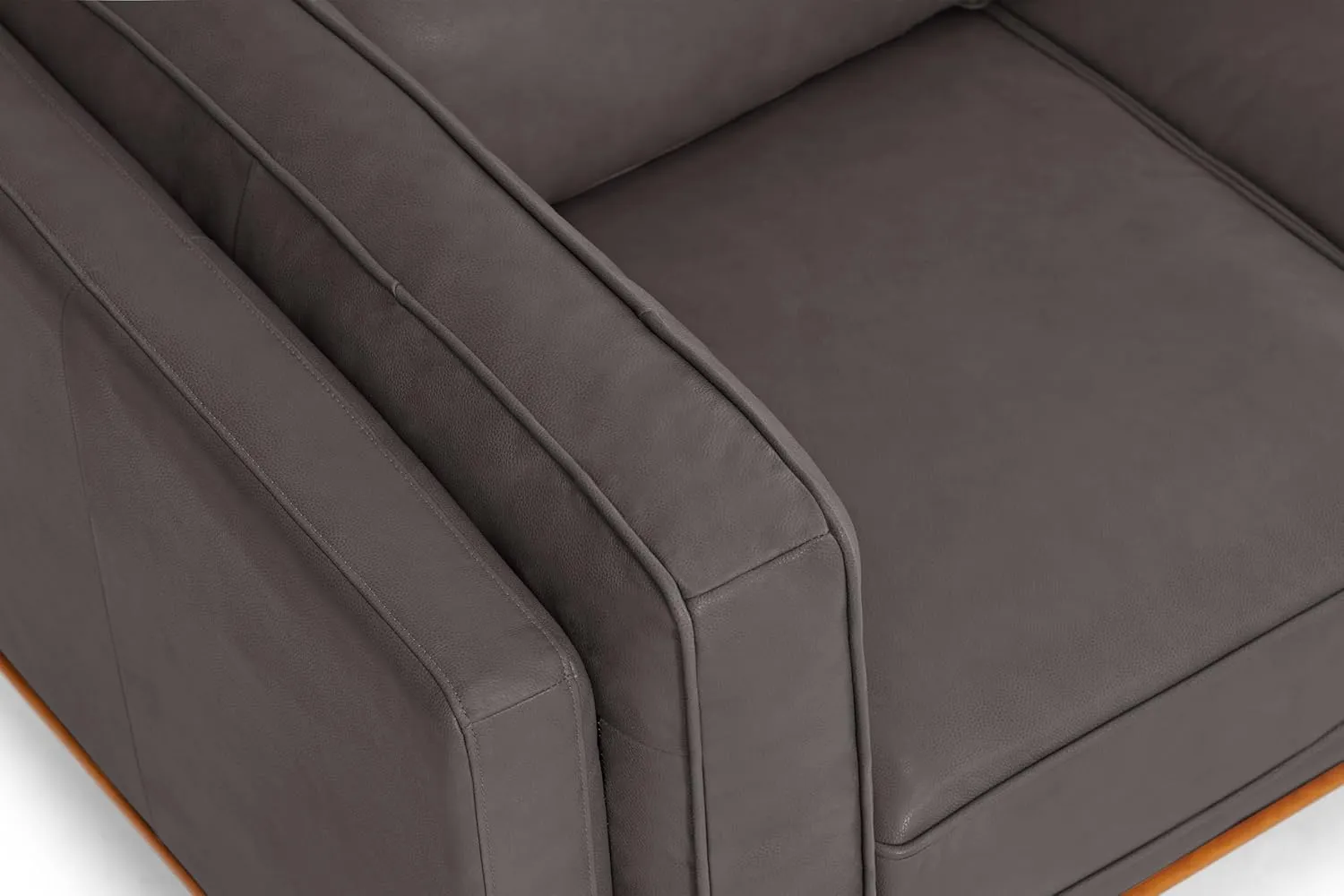 Valencia Artisan Full Leather Sofa 88” - Pure Full Italian Nappa Leather Couch, Solid Wood Accent, Ultimate Comfort, Modern Grey