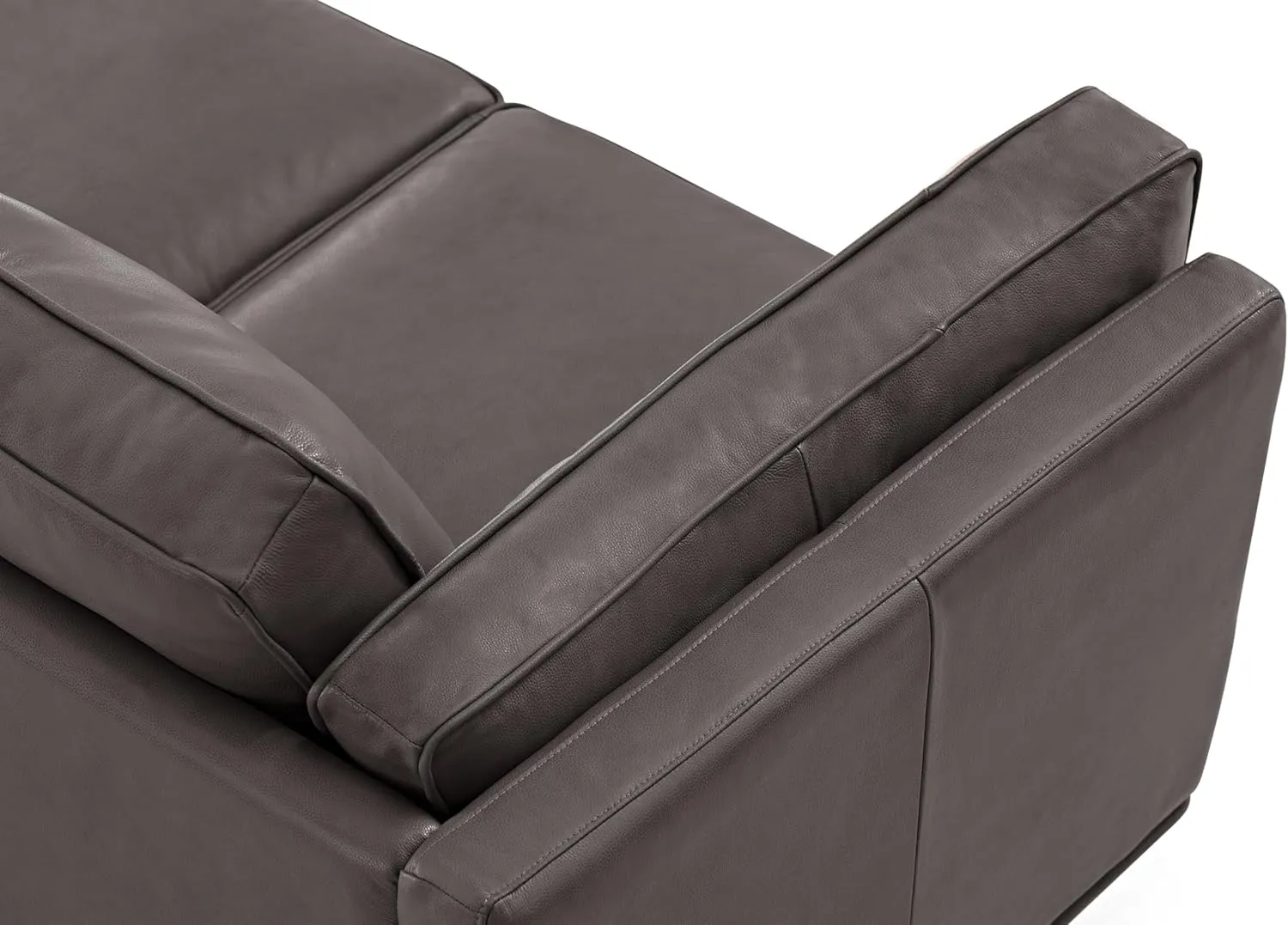 Valencia Artisan Full Leather Sofa 88” - Pure Full Italian Nappa Leather Couch, Solid Wood Accent, Ultimate Comfort, Modern Grey