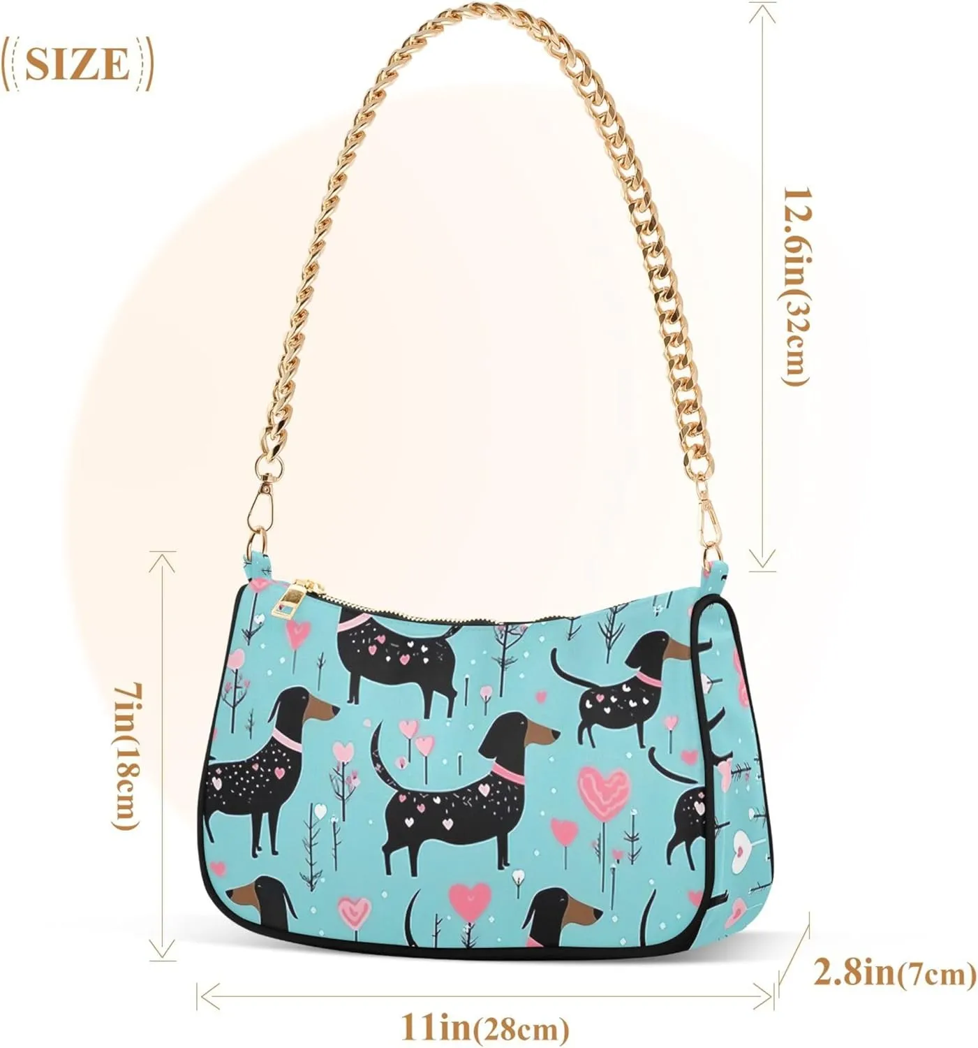 Valentines Hearts Womens Purse Hobo Party Clutch Women Shoulder Handbag Chain Shoulder Handbag