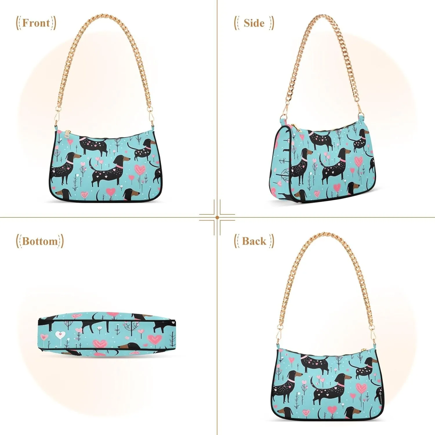 Valentines Hearts Womens Purse Hobo Party Clutch Women Shoulder Handbag Chain Shoulder Handbag