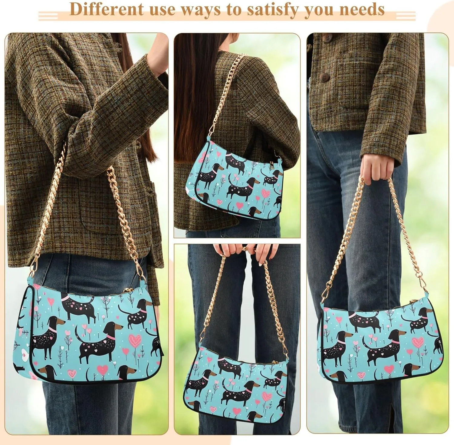 Valentines Hearts Womens Purse Hobo Party Clutch Women Shoulder Handbag Chain Shoulder Handbag