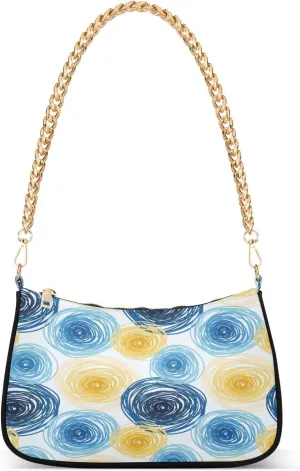 Van Gogh Circles Tile Shoulder Bag for Women Hobo Tote Handbag Gold Chain Crossbody Bag with Zipper Clutch Purse Handbags