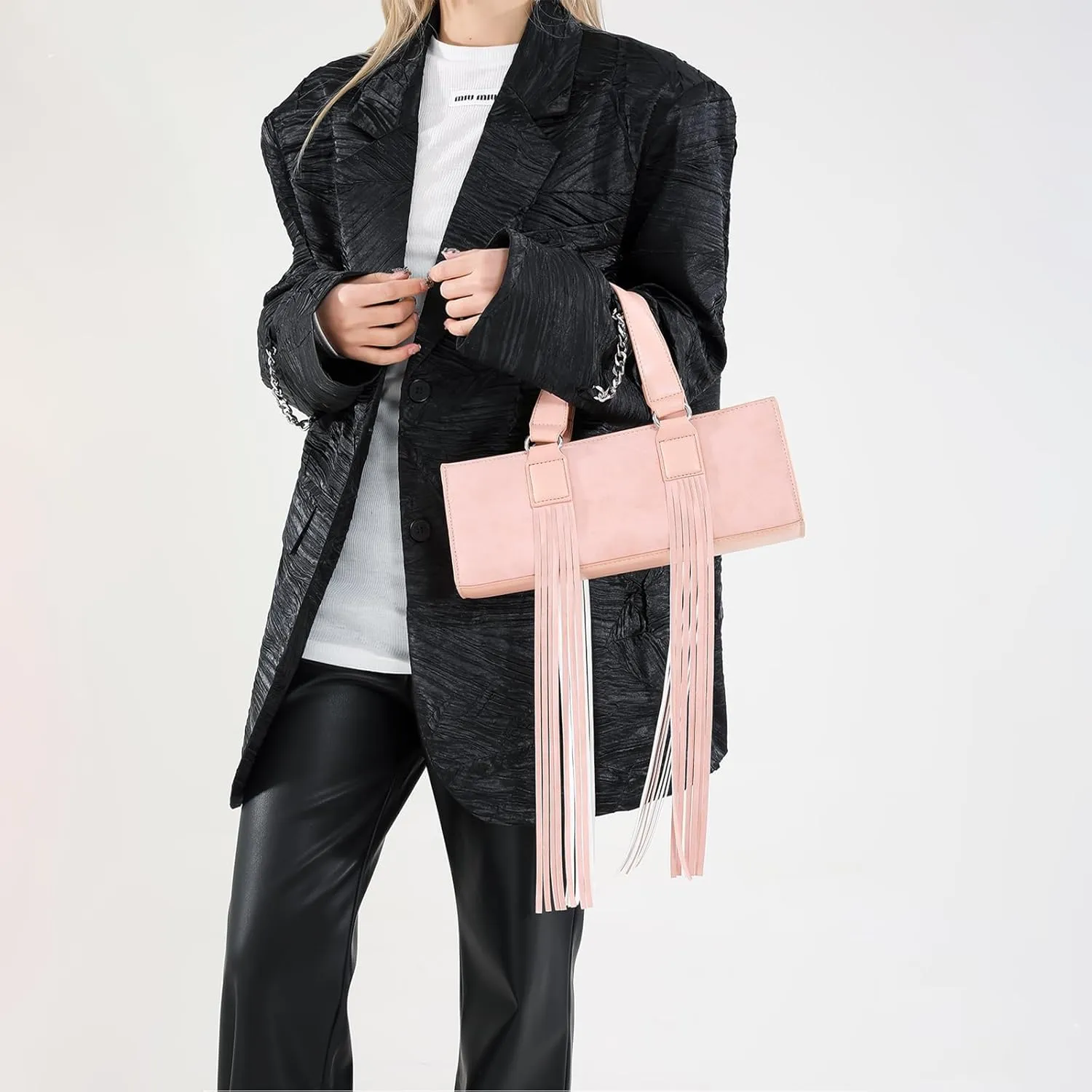 Vegan Leather Tote Bag for Women, Designer Work Purse with Gold Chain Strap & Zipper