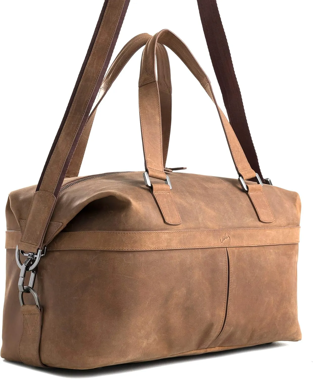 VELEZ Brown Top Grain Leather Duffle Bag For Men and Women Handmade Large Carry On Travel Bags Vintage