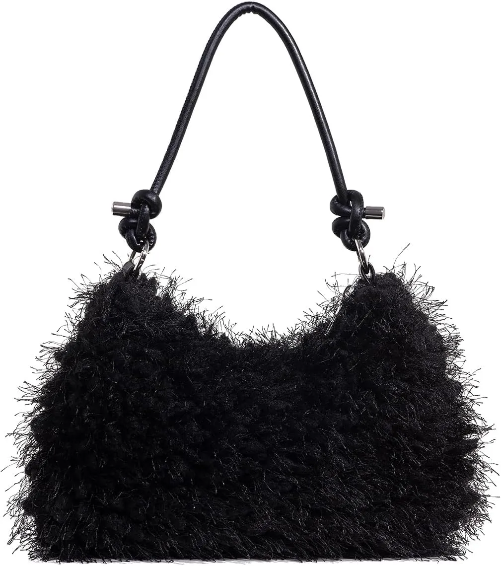 Verdusa Women's Fluffy Faux Fur Underarm Bags Fuzzy Shoulder Bag Plush Purse