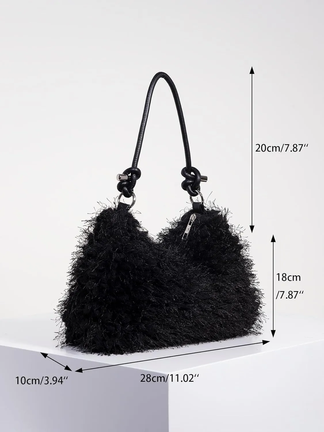 Verdusa Women's Fluffy Faux Fur Underarm Bags Fuzzy Shoulder Bag Plush Purse