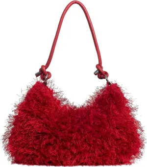 Verdusa Women's Fluffy Faux Fur Underarm Bags Fuzzy Shoulder Bag Plush Purse