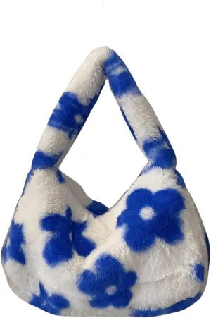Verdusa Women's Plush Leopard Underarm Shoulder Bags Faux Fur Fuzzy Top Handle Bag