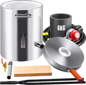 VEVOR 6KG Propane Melting Furnace Kit, Large Capacity Foundry Home Kilns, Blacksmithing Forge with Crucible & Tongs Kiln, Stainless Steel Smelter, for Metal Scrap Recycle, Gold Copper Silver Casting