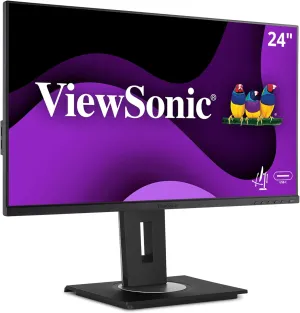 ViewSonic VG2456A 24 Inch 1080p IPS Monitor with 90W USB C, Docking Built-In, RJ45, 40 Degree Tilt Ergonomics for Home and Office