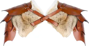 Viking Fur Shoulder Armor,Medieval Faux Leather Armor Renaissance Accessories Knight Armor for LARP/Cosplay Ren Faire