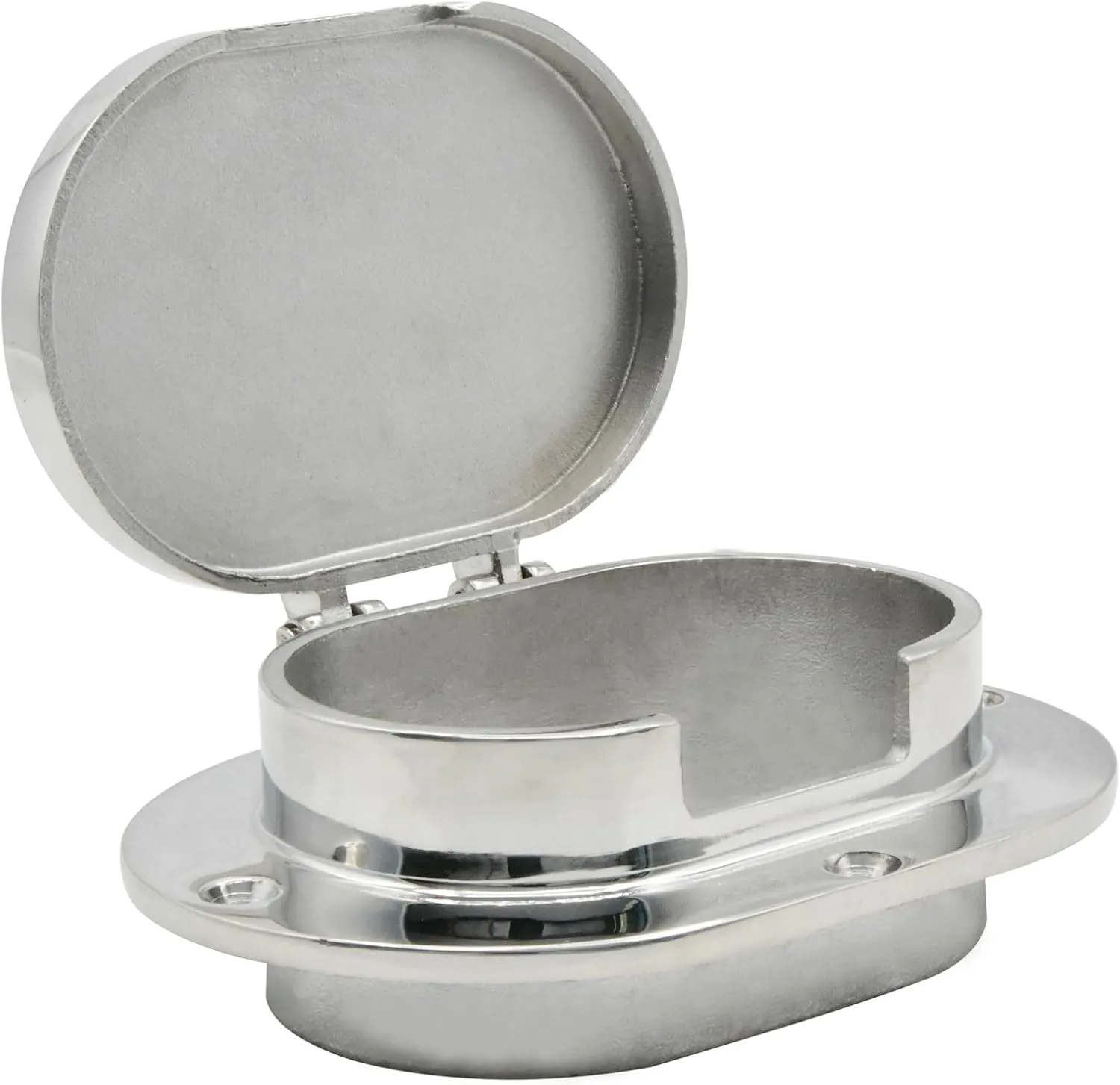 Vinland Marine Oval Hinged Deck Pipe 0.5" x 1.5" Opening for Anchor Chain and Rope, cast 316 Stainless Steel, Deck Install Ocean Pipe Hinge, Anchor Chains for Boats, Stainless Steel Chain Hardware