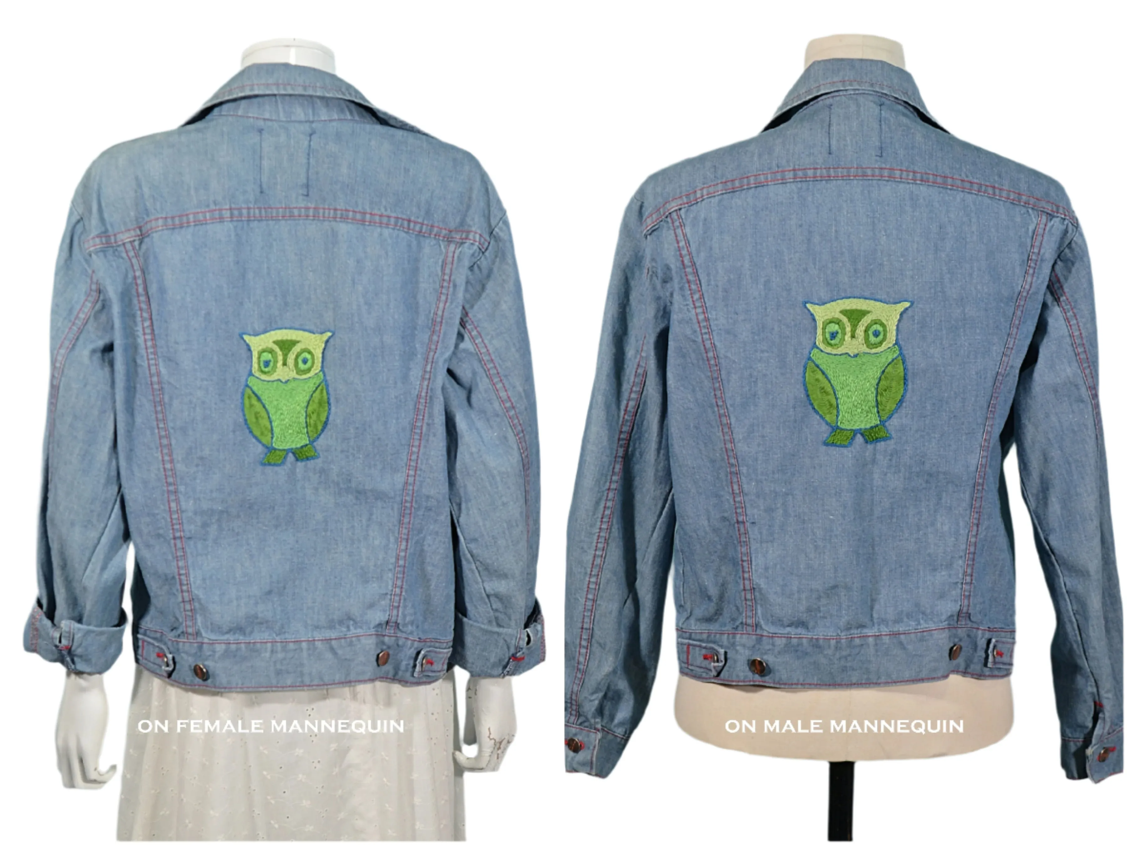 Vintage 60s/70s Embroidered Denim Jacket, OOAK, Maverick 38