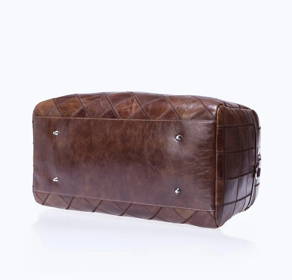 Vintage Genuine Leather Quilted Travel Duffel Weekend Carry On Luggage Shoulder Bags