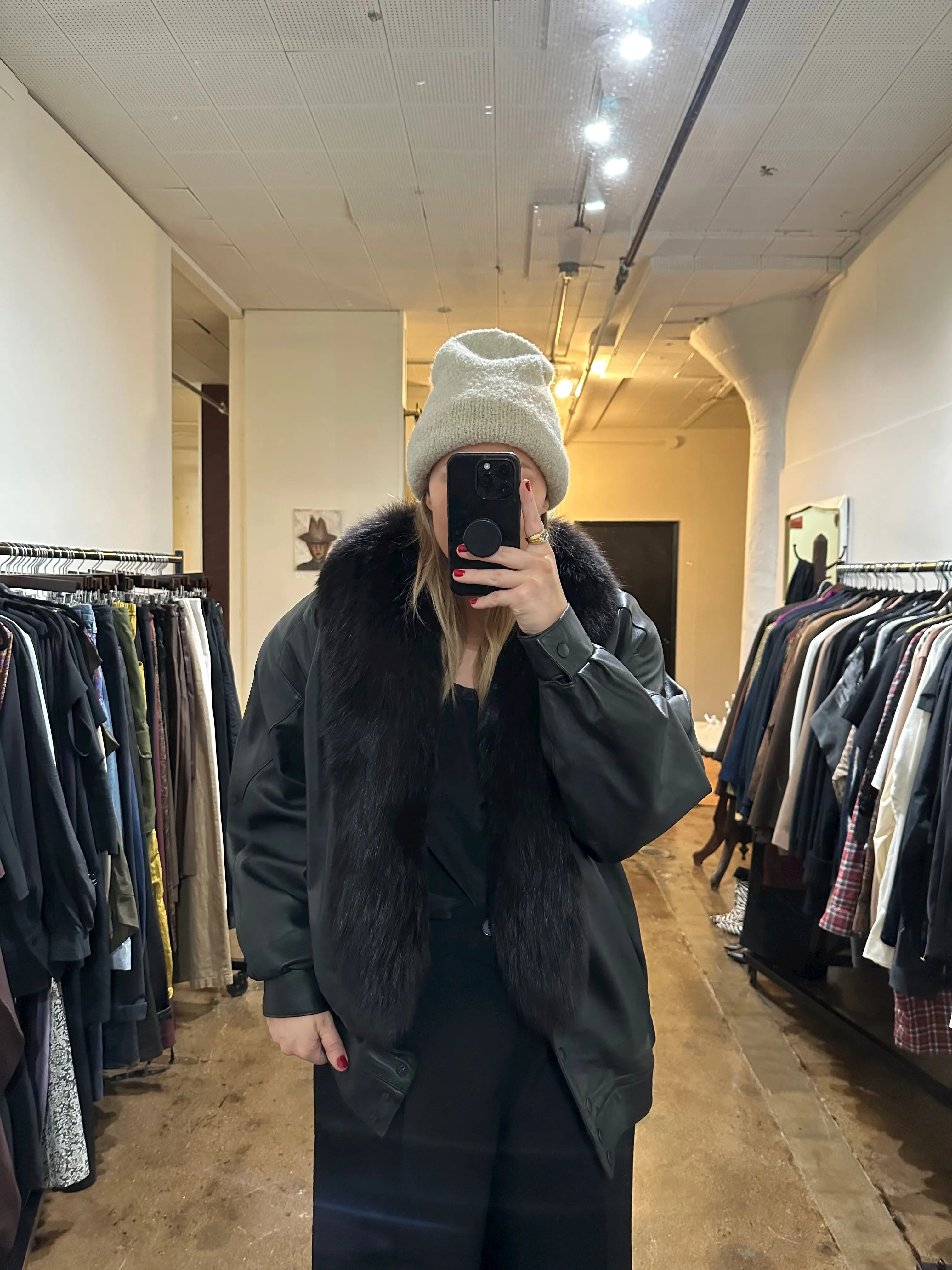 Vintage Ketmi Authentic Leather Fur Trimmed Jacket