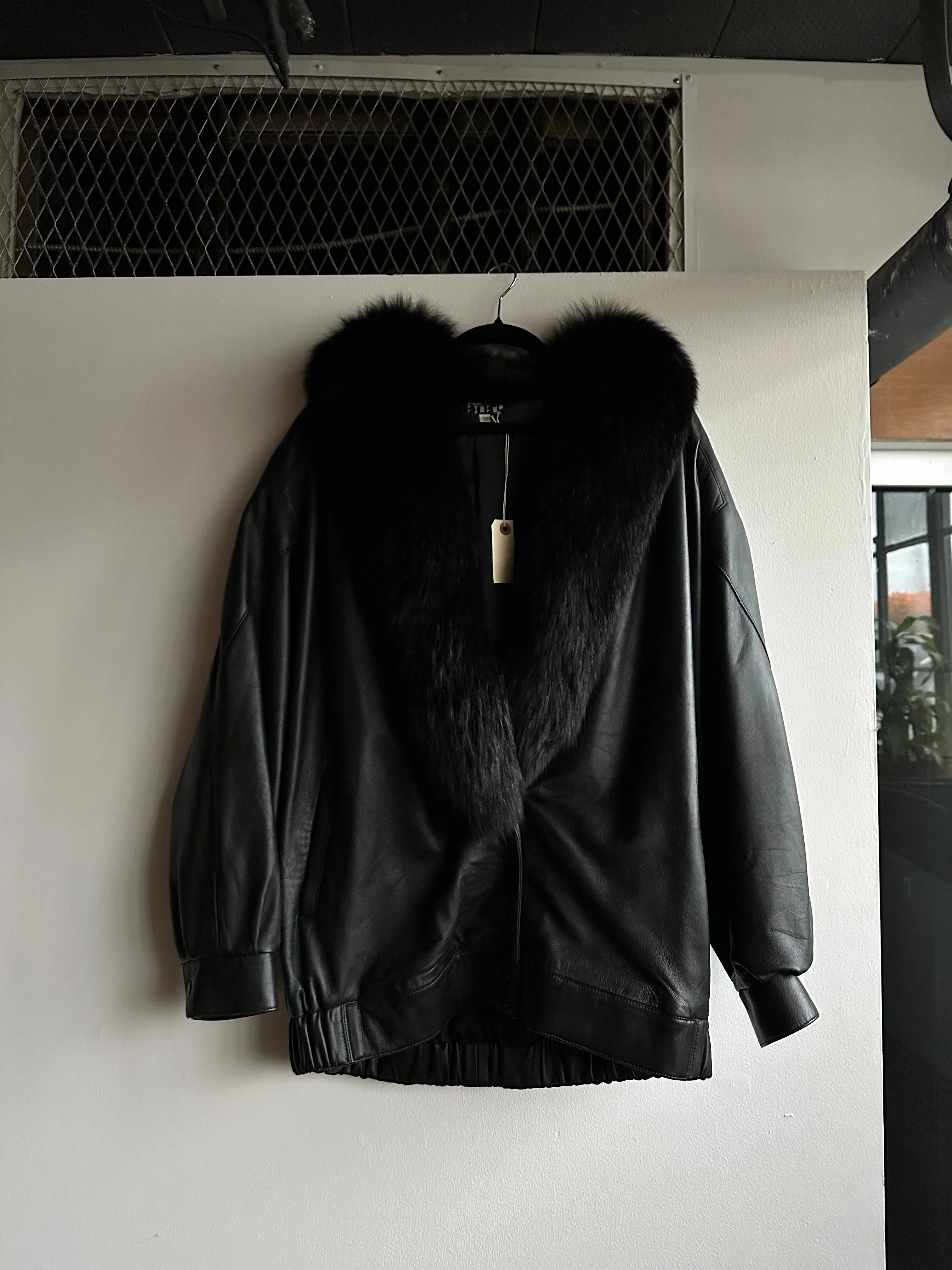 Vintage Ketmi Authentic Leather Fur Trimmed Jacket