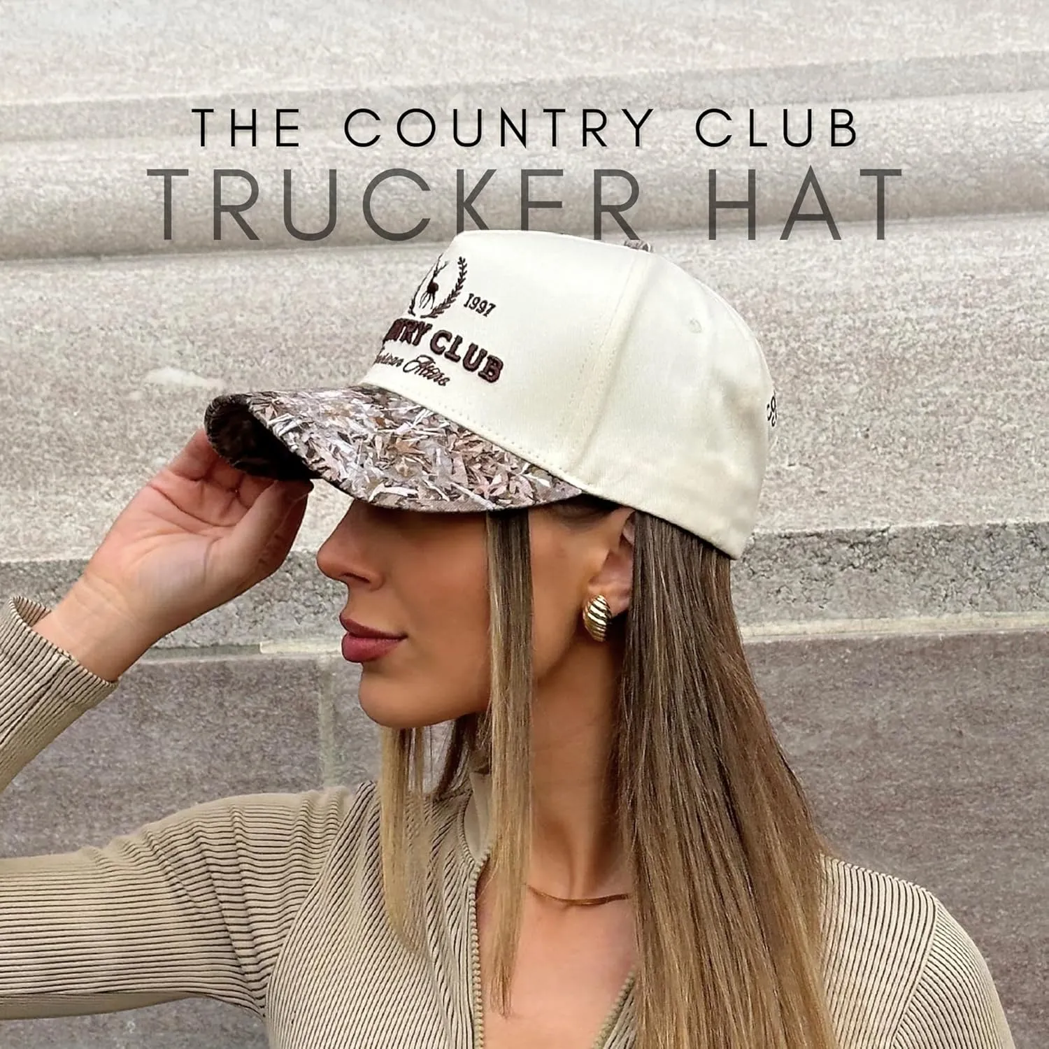 Vintage Western Trucker Hat | Men & Women | Country Cute Caps for Cowgirls Cowboys | Camo Denim Embroidered Cotton | Snapback