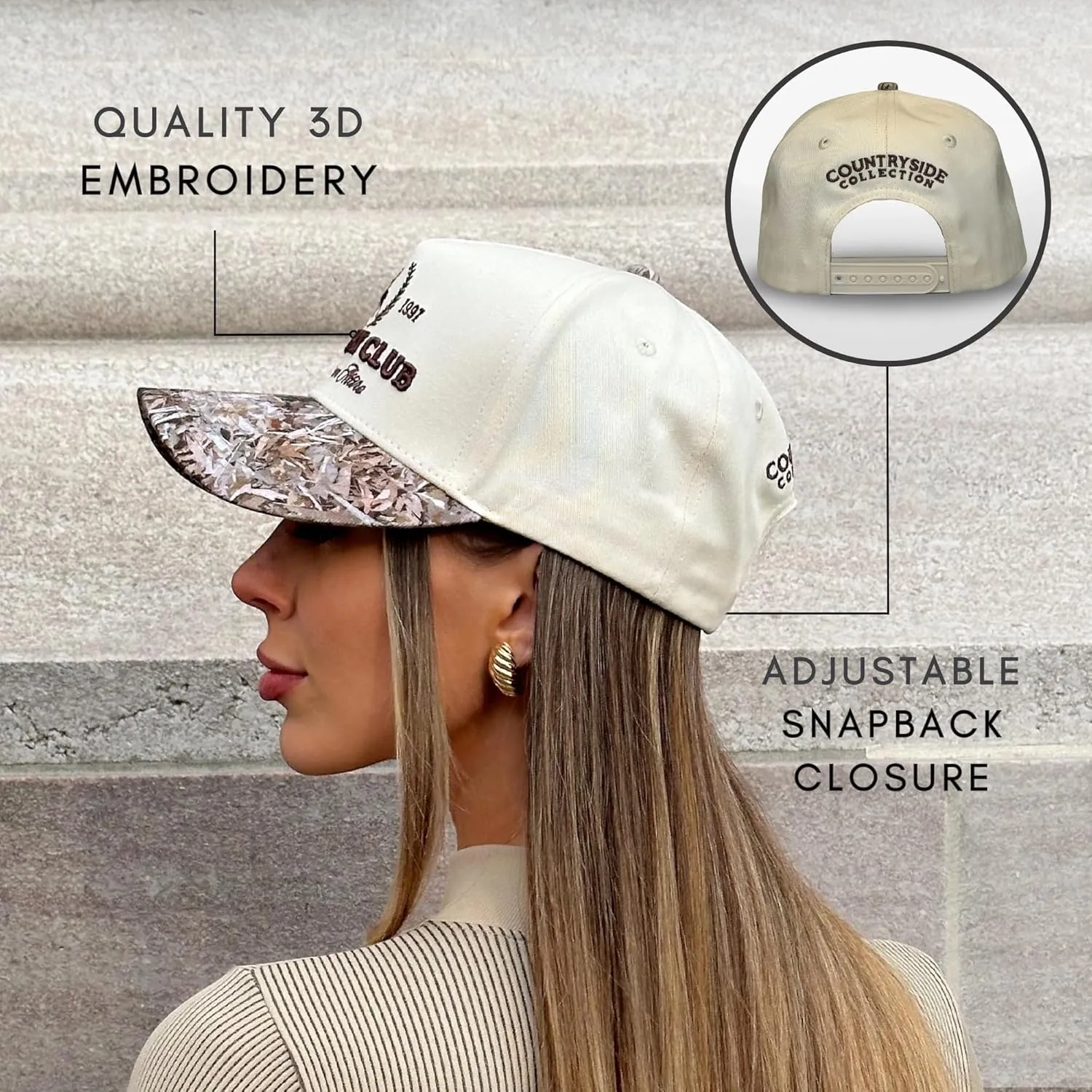 Vintage Western Trucker Hat | Men & Women | Country Cute Caps for Cowgirls Cowboys | Camo Denim Embroidered Cotton | Snapback