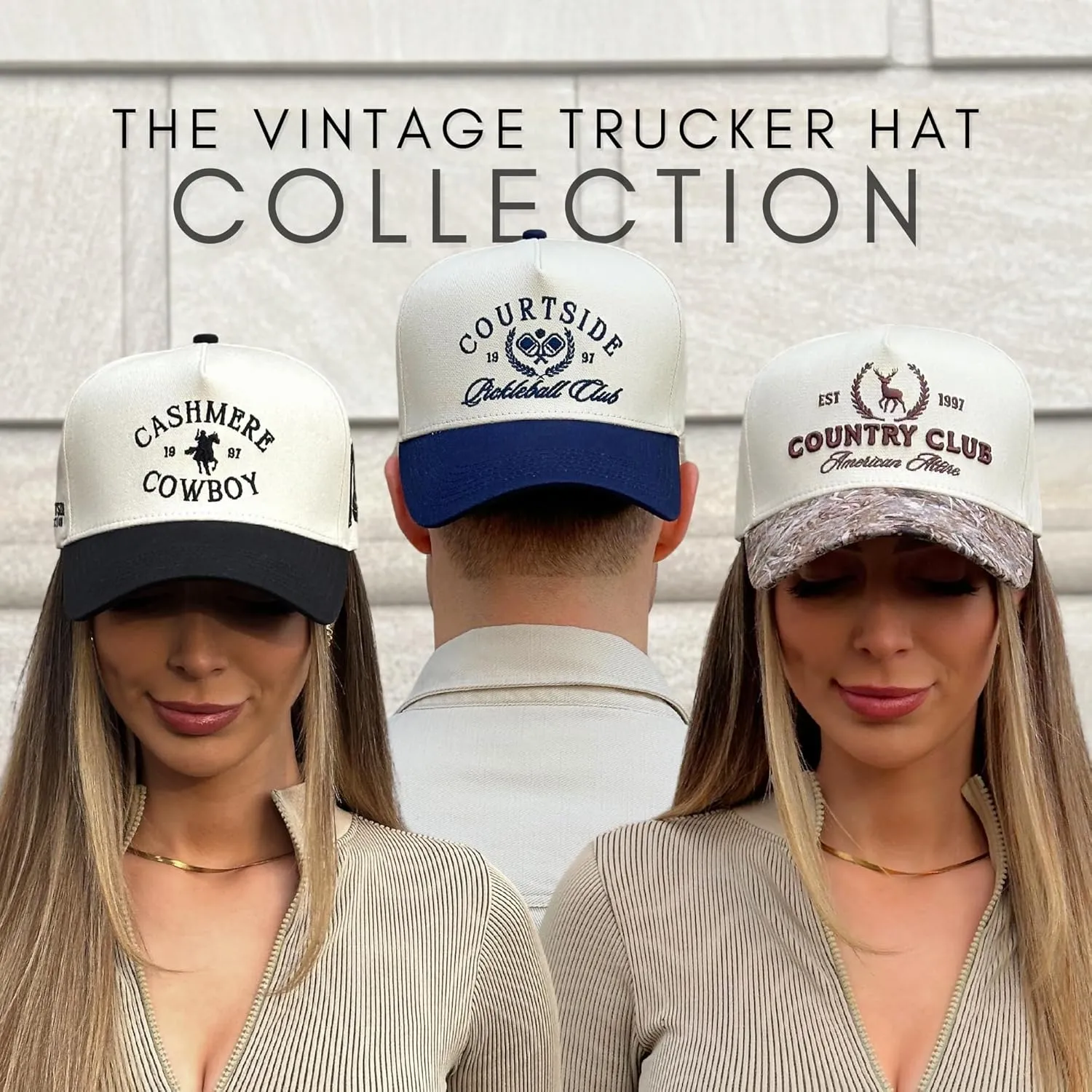 Vintage Western Trucker Hat | Men & Women | Country Cute Caps for Cowgirls Cowboys | Camo Denim Embroidered Cotton | Snapback