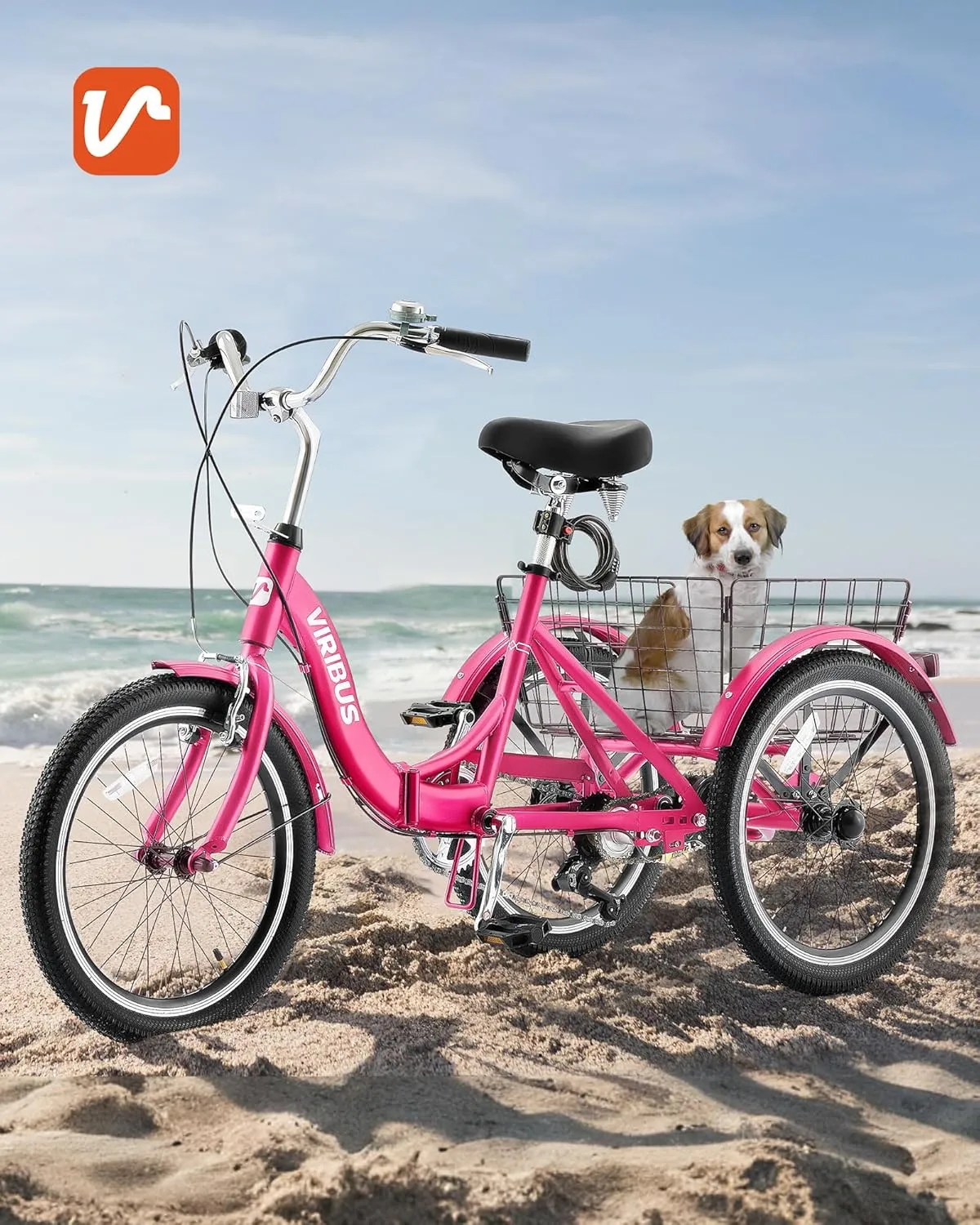 Viribus Folding Adult Tricycle, 20 inch Folding Tricycle for Adults with Lock, 1 or 7 Speed 3 Wheel Bike, Foldable Trike Collapsible Three Wheel Bike for Men Women Senior, 330lb.
