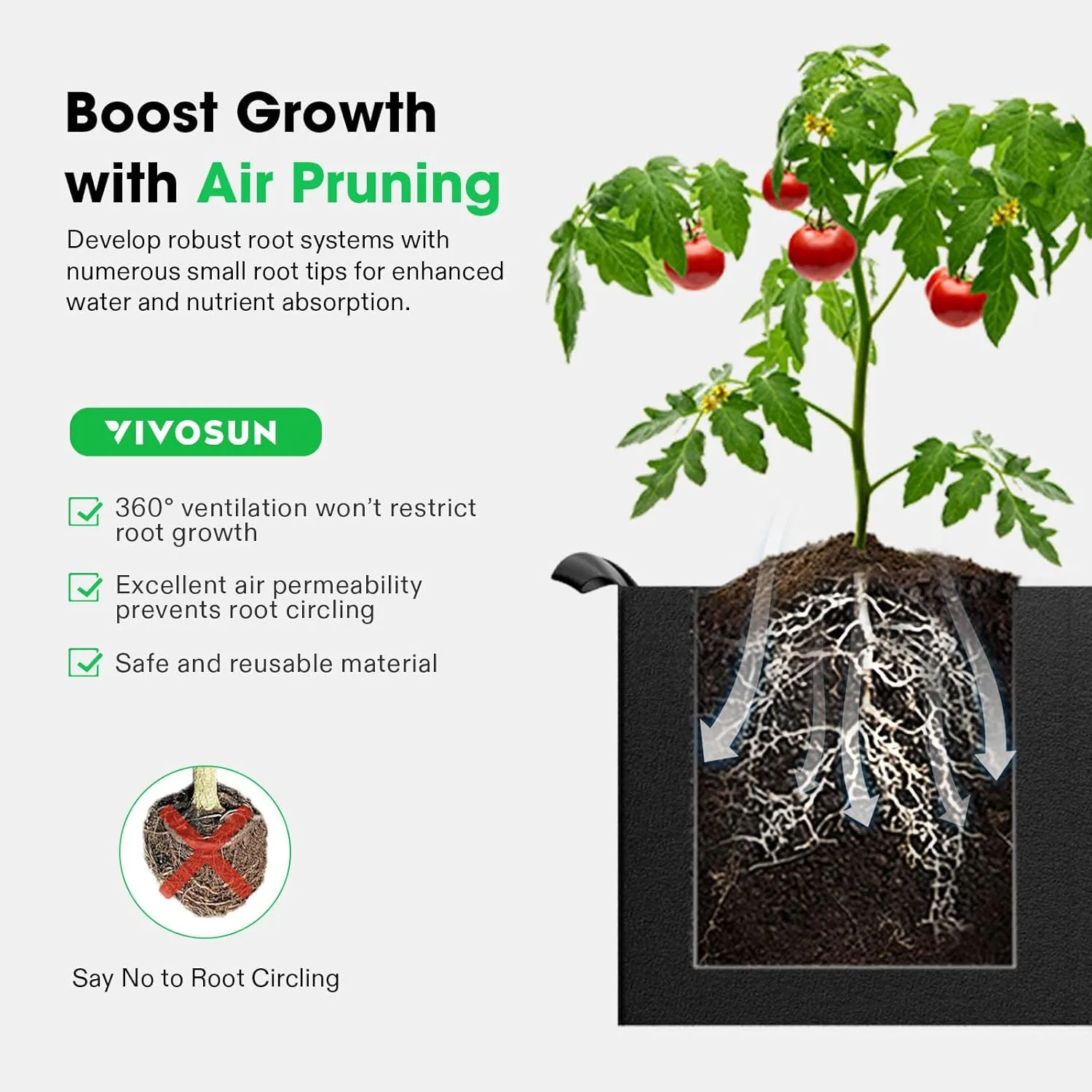 VIVOSUN 8-Grid 129 Gallon Plant Grow Bags, Large Fabric Raised Garden Bed with 400G Thickened Breathable Fabric, Reinforced Handles & 10 Pcs Plant Labels for Flowers, Vegetables, Fruits