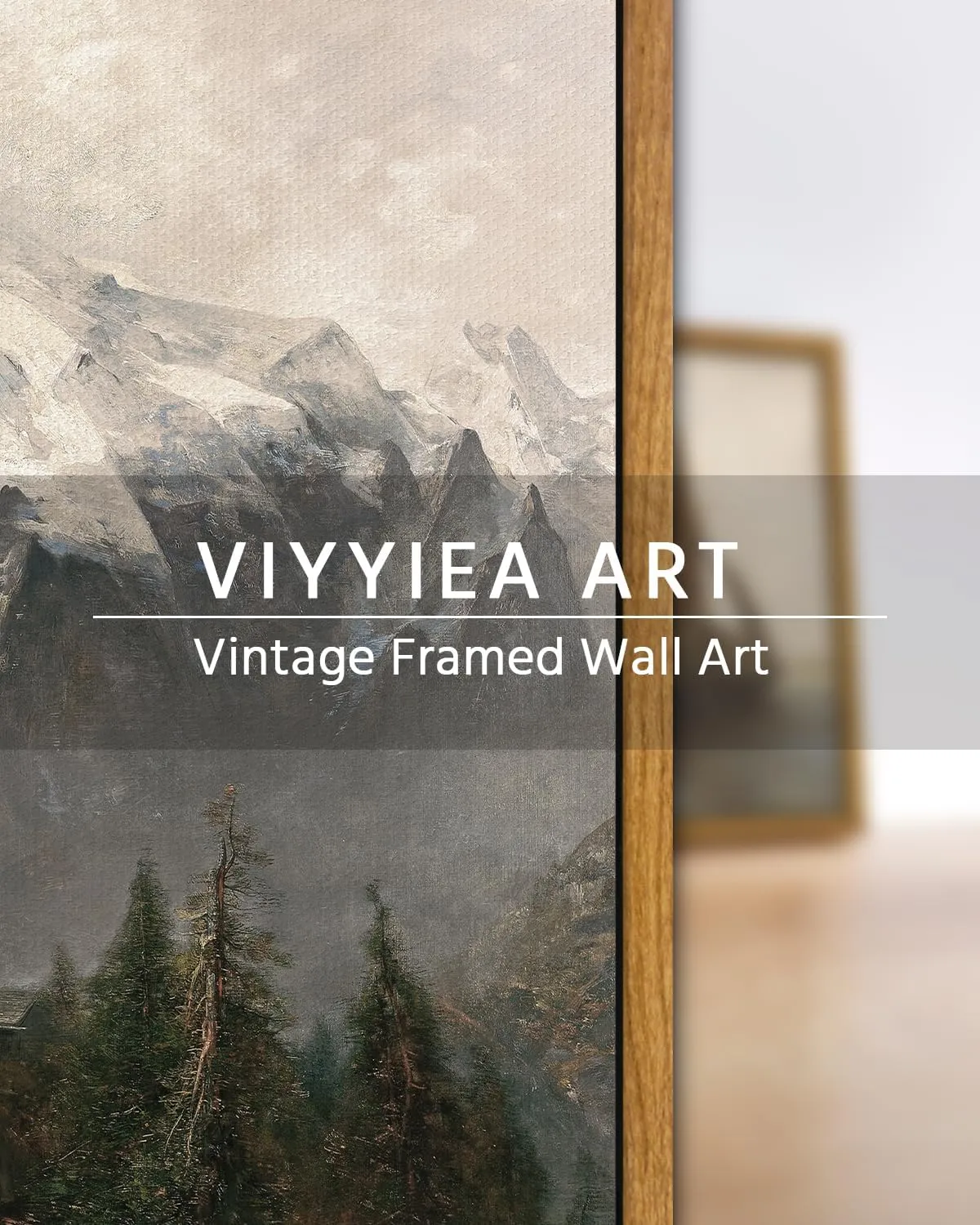 VIYYIEA Framed Canvas Wall Art Room Decor, Winter Decor, Mountain Landscape Painting Prints, Rustic Farmhouse Decorations for Bedroom Bathroom Living Room 9"x11"